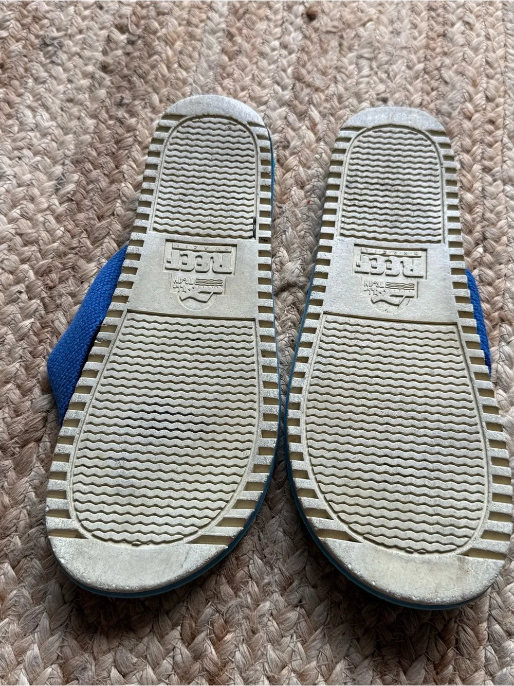 Vintage 90s 80s Reef Flip Flops Mens Blue Tea Nautical Thong Sandals Beach Pool